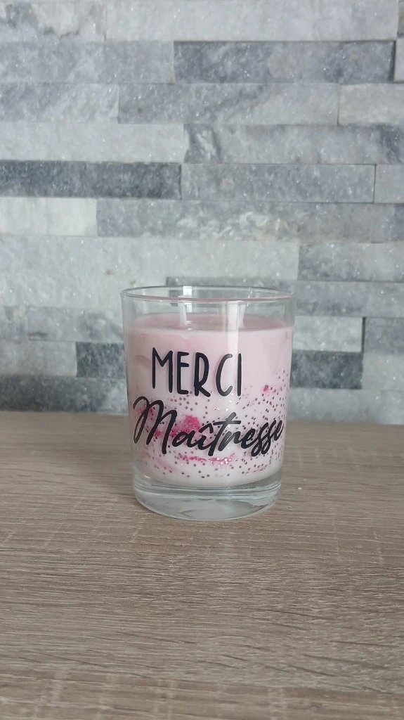 Bougie Personnalisée - Merci Maîtresse - Fin d'Année Scolaire