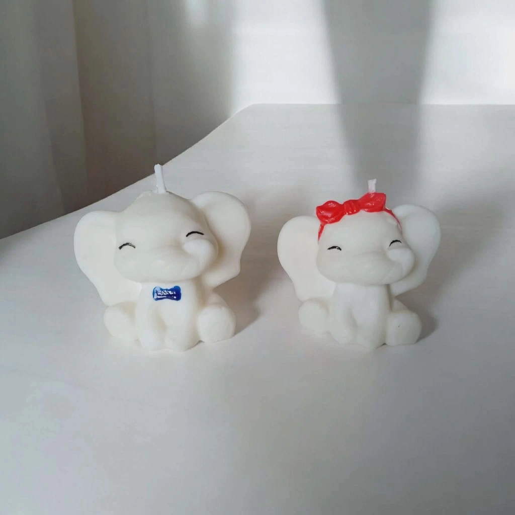 Bougies Éléphants Sculptées - Baptême & Naissance